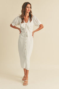 Ladies Tea White Midi Dress