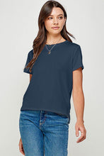 Load image into Gallery viewer, Essential Ribbed Navy Tee
