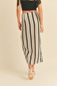 Linen Stripe Wrap Skirt