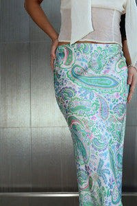 Paisleys Silk Slip Skirt