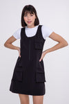 Layer Up Cargo Dress in Black