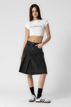 Load image into Gallery viewer, Grey Denim Pleated Skirt
