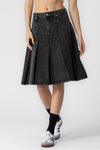 Grey Denim Pleated Skirt