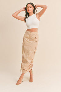 Beige Pocket Cargo Skirt