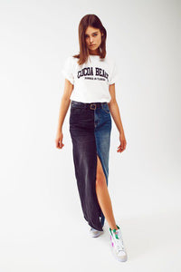 Gemini Denim Maxi Skirt