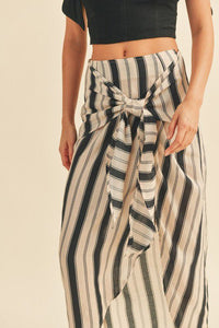 Linen Stripe Wrap Skirt