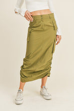 Load image into Gallery viewer, Olive Pocket Cargo Skirt
