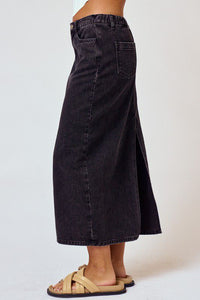 Black Denim Maxi Skirt