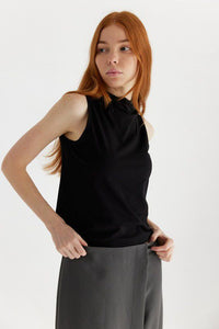 Dianne Mock Neck Top in Black