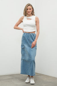 Cargo Vibes Denim Skirt