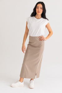 Knit Taupe Maxi Skirt