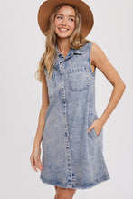 Load image into Gallery viewer, Frayed Hem Sleeveless Denim Dress
