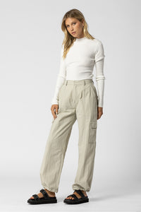 Ecru Contrast Stitch Cargo Pants