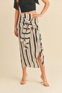 Linen Stripe Wrap Skirt