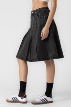 Load image into Gallery viewer, Grey Denim Pleated Skirt
