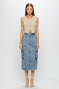 Kylie Denim Cargo Skirt