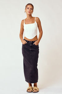 Black Denim Maxi Skirt