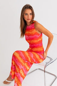 Sunset Mesh Maxi Dress