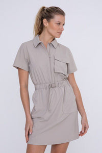 Cool Cargo Dress in Tan