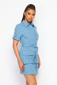 Denim Checkers Cargo Dress