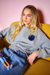 Sweatshirt Contrast Denim Set