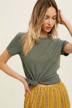 Load image into Gallery viewer, Ribbed Knit Basic Tee in Olive
