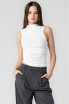 Draped Mock Neck Tank in White