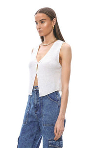 Kendall White Knit Vest