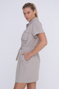 Cool Cargo Dress in Tan