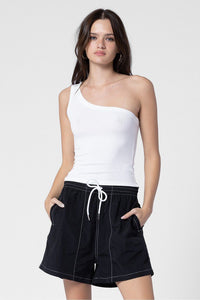 Nylon Contrast Stitch Shorts