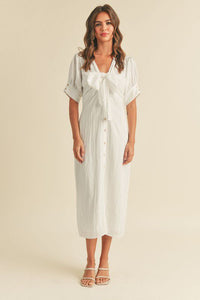 Ladies Tea White Midi Dress