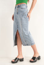 Load image into Gallery viewer, Slit Denim Midi Skirt
