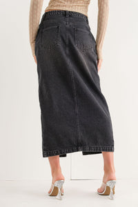 Black Denim Midi Skirt