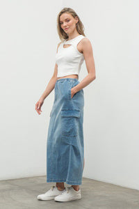 Cargo Vibes Denim Skirt