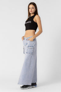 Pocket Denim Maxi Skirt