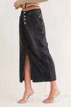 Load image into Gallery viewer, Black Denim Midi Skirt
