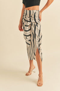 Linen Stripe Wrap Skirt