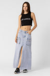 Pocket Denim Maxi Skirt