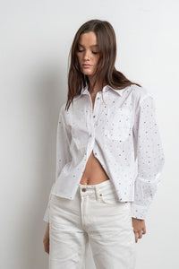 Bling Poplin Button Down Shirt