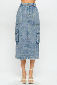 Kylie Denim Cargo Skirt