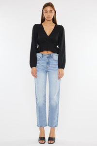 High Rise Ankle Straight Leg Jeans