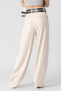 Beige Double Belted Trousers