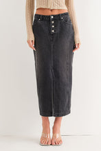 Load image into Gallery viewer, Black Denim Midi Skirt
