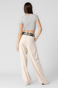 Beige Double Belted Trousers