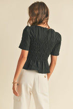 Load image into Gallery viewer, Pretty Please Smocked Blouse in Black
