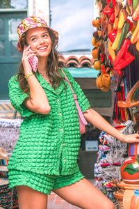 Quilted 2 Piece Set in Kelly Green