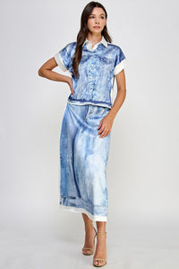 Illusion Denim Silk Set