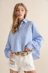 Poplin Stripes X Rhinestones Shirt