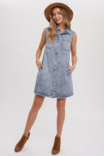 Load image into Gallery viewer, Frayed Hem Sleeveless Denim Dress
