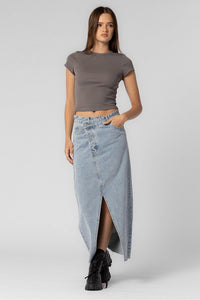 Criss Cross Maxi Denim Skirt